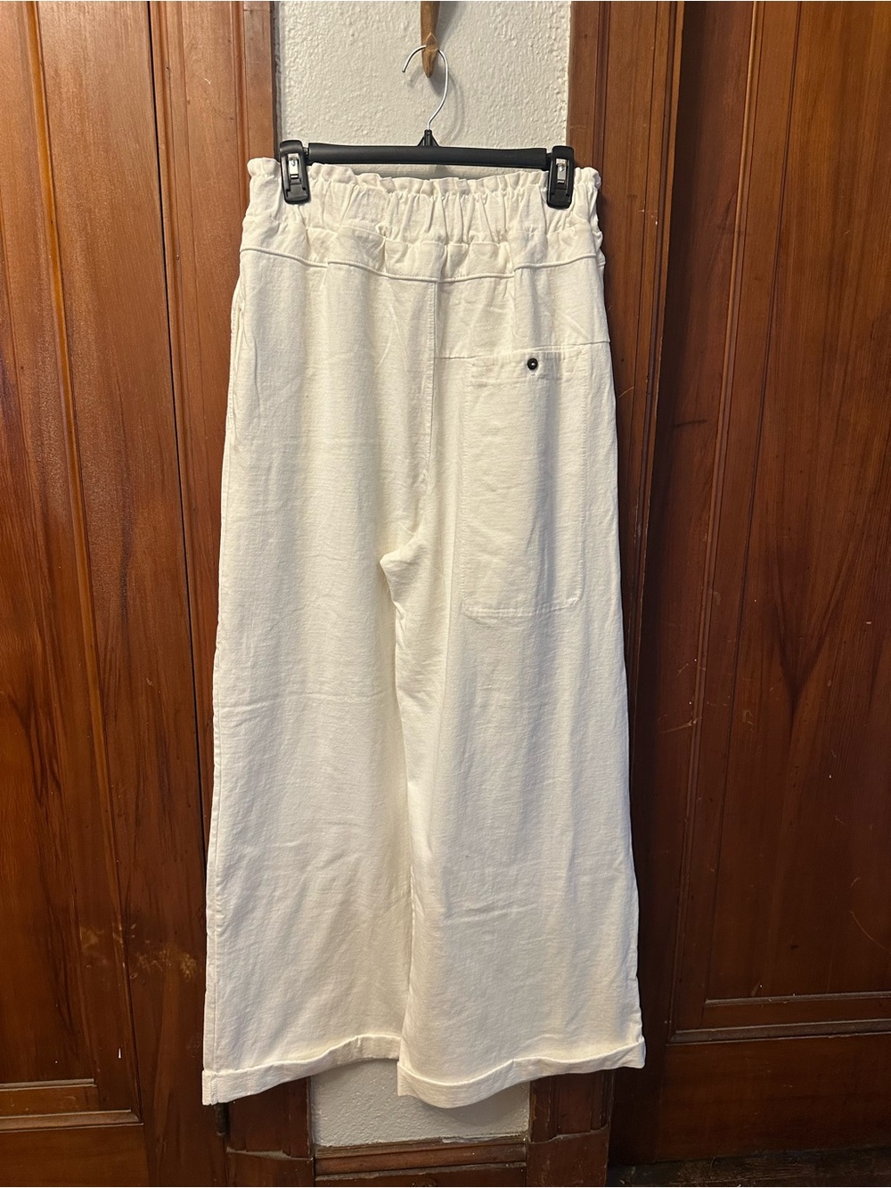 Free People Beach Women's Cream White Elastic-Waist Wide leg pants - Picture 2 of 3